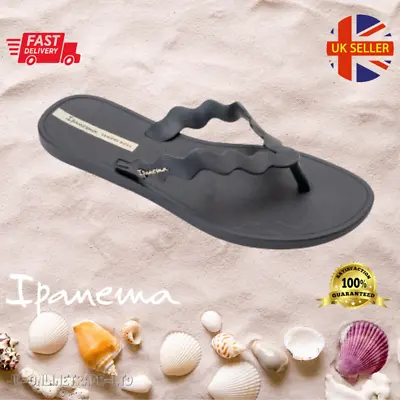 New Ladies Women Flip Flops Summer Pool Beach Sandals Toe Post Black Ipanema • £13.95