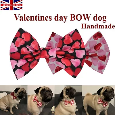 £5 • Buy New Dog Bow Tie Valentine's Day Elastic Band Attach COLLAR ACCESSORY Handmade UK