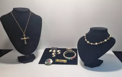 Bulk Lot Vintage Gold Tone Jewellery - Necklaces Earrings Brooches Bangle • $35