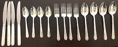 VINTAGE Silver-plated Flatware Lot Of 16 Service For 4 Marianne USA RARE • $24.95