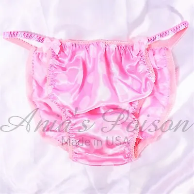 Sissy Satin Panties For MEN - Pink White Dot Shiny String Bikini Or Bra Or Skirt • $16.19