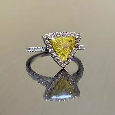 2 Ct Canary Yellow Trillion Cut Diamond Engagement Ring 14k White Gold Finish • £95