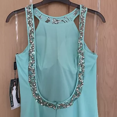 £69.99 • Buy Pia Michi BNWT Open Back Backless Mint Short Midi Dress Diamanté Prom 12 40 £260