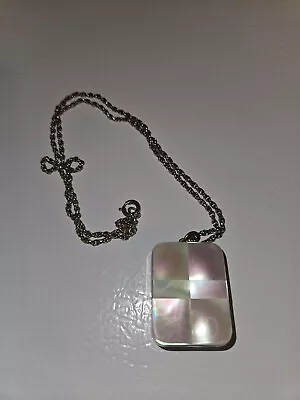 Vintage Gold Tone Signed Swiss Mother Of Pearl Music Box Pendant  Necklace Works • $69.99
