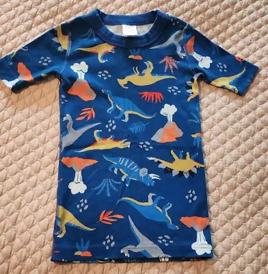 Kids Unisex Hanna Andersson Blue Dino Short Sleeve Pajama Top 6/7yrs 120cm • $14.50