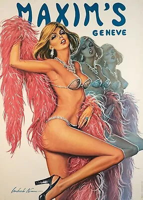 Maxim's Genève Swiss Erotic Pin Up Girl Print Poster Wall Picture Image A4 Size • £5.99