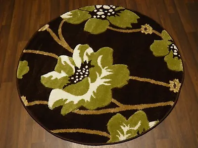 £39.99 • Buy LUXURY GREAT QUALITY WOVEN RUGS POPPY CIRCLE DESIGN 120CMx120CM BROWN GREEN RUG