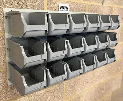 Metal Bin Storage Kit Box Wall Panel Louvre Rack Garage Wall Mounted  Workshop • £84.95