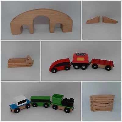 Wooden Train Set Bundle Mixed Track & Trains 25 Pc Ikea Melissa Doug Kids Toy • £24.99