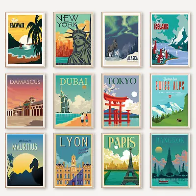 £1.99 • Buy Vintage Travel Retro Art Tourism City Holiday Canvas Posters Prints A4 A3