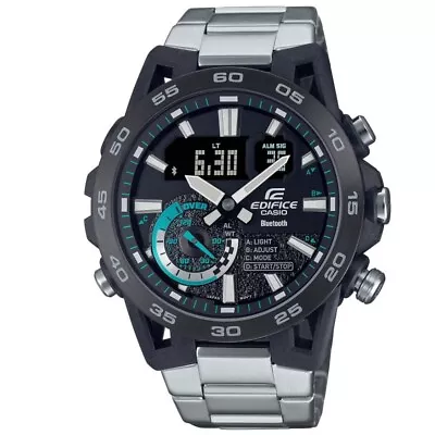 Casio Edifice Black Dial Silver Stainless Steel Strap Men Watch ECB-40DB-1ADF • $176.30