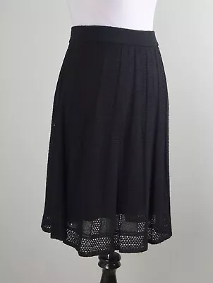 M MISSONI NWT $453 Black Textured Wool Pointelle Knit Pull On Skirt Size 42 • $69.99