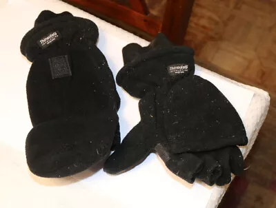 Thinsulate Insulated Fleece Fingerless Fishing Gloves Mittens Mens Size Large • $25.49