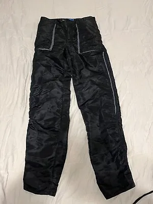 Men's Vintage BBC Black/ Dark Gray Zippers Parachute Nylon Pants  Size 31L • $39.99