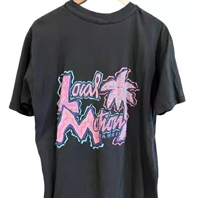 VTG 90s Local Motion Surf Shop FADED BLACK SINGLE STITCH Promo T Shirt XL • $15.95