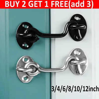 Stainless Steel Cabin Hook And Eye Latch Lock Shed Gate Door Catch Silent Holder • £4.20