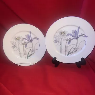 Block Spal Hillside 2 Salad Plates C1981 Watercolors Mary Lou Goertzen Portugal • $16