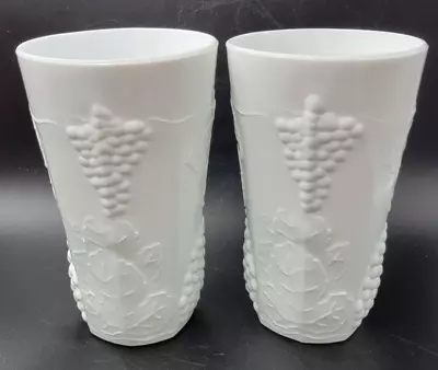 Indiana Glass Colony Harvest Tumblers Set Of 2 White Milk Glass Vintage • $10