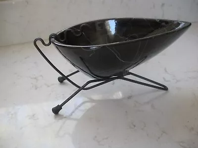 Vintage MCM Ashtray With Wire Legs Base Atomic Mid Century Modern Black • $22.75