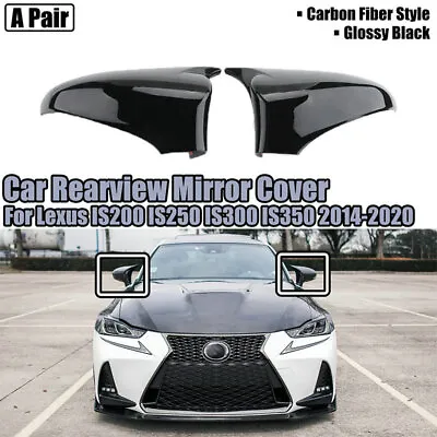 FOR 2014-2020 LEXUS IS200 300 350 M HORN Gloss Black PAIR SIDE MIRROR COVER CAP • $32.79