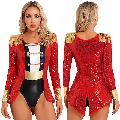 US Women Circus Ringmaster Leotard Fancy Dress Tailcoat Carnival Cosplay Costume • $19.79