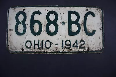 1942 Original Vintage Ohio License Plate 868-BC • $48.50