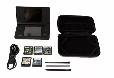 Genuine Original Nintendo DSi Console - Black With USB Charger Cable And 5 Games • $129