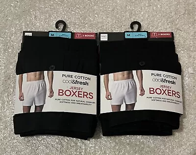 M&S 2x 3 Pack Pure Cotton Jersey Boxers Cool & Fresh Size M Medium • £29.99