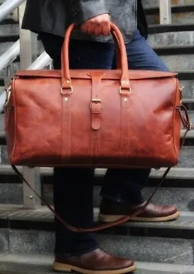 Leather Duffle Bag For Men Weekender Bag Full Grain Leather Holdall Gift  • £89