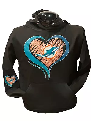 Miami Dolphins NFL Pullover Hoodie Sweatshirt Heart Designs Apparel • $28.99