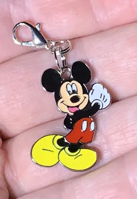 Silver Disney Mickey Mouse Double Sided Charm Zipper Pull & Keychain Add On Clip • $3.90