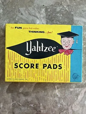 Vintage Yahtzee Score Pads 1956 ES Lowe Company Box Score Cards Box Rules 2 Pads • $7