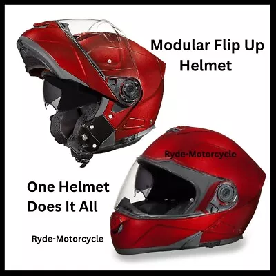 Daytona Glide Blk Cherry Modular Flip Up Full Face DOT Motorcycle Helmet MG1-BC • $154.76