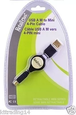 RetailPlus RC-MCCA-RA4 Retractable USB A To 4-pin USB Mini-B Cable  • $7.95