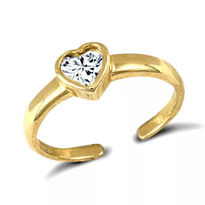 Toe Ring 9ct Gold White Heart Shaped Cubic Zirconia Gemstone  9ct Solid Gold • £54.99