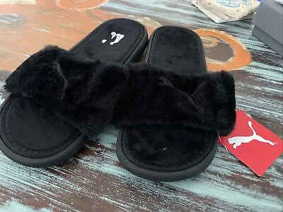 $34.40 • Buy NEW WITH TAGS Women's PUMA Cool Cat Fluffy Slides/Slippers Size 8 Black