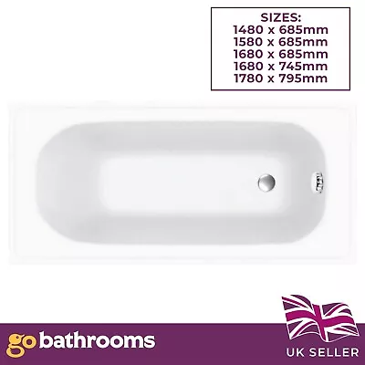 Single Ended Bath Super Strong Acrylic Deep Soak Shower Bath 1500 1600 1700 1800 • £293.55