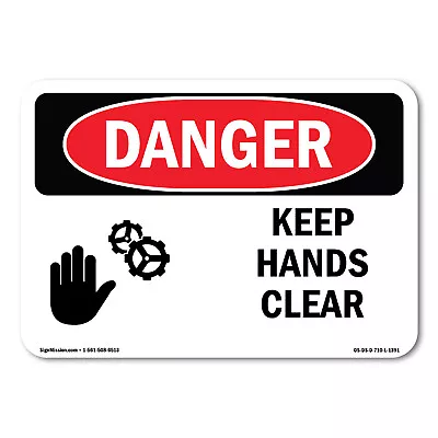 Keep Hands Clear ANSI Danger Sign Metal Plastic Decal • $5.99