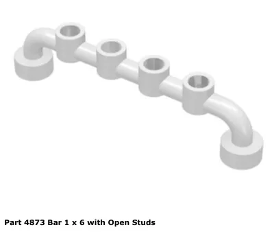 LEGO 1x 4873 White Bar 1 X 6 With Open Studs Space • $7.33