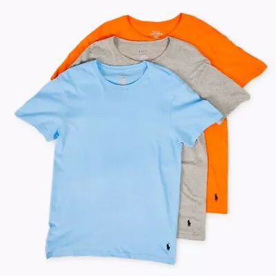 Polo Ralph Lauren Classic Fit Crew T Shirt 3 Pack Neck Men's Orange Blue Large • $37.97