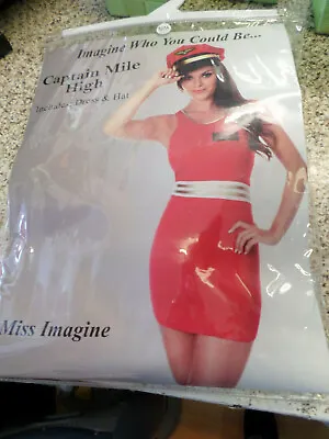 Womans Captain Mile High Club Fancy Dress Costume Sizes 8-22 • £10.99