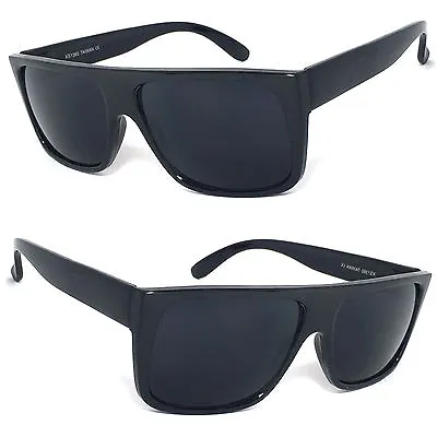 Retro Square Frame Sunglasses Mens Womens Flat Top Square Super Dark Lens • $8.99