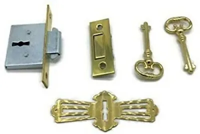 Brass Square Full Mortise Lock W/Two Skeleton Keys For Roll Top Desk LRT-4 NEW • $32.89