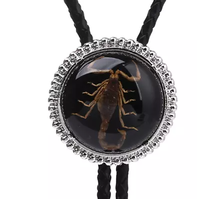 Agate Real Scorpion BOLO Tie Wedding Necklace Vintage Western Cowboy All Colors • $21.85