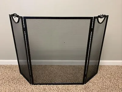 Modern 3 Panel Iron Mesh Fireplace Screen - Black - Free Shipping  • $149.95