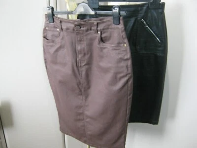 $12.19 • Buy 2 X Faux Leather Skirts Zara Black F&F Brown  Size 12/14 With Stretch