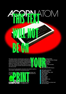 Acorn ATOM Magazine Advert A3 Poster On 270gsm Ilford Galerie Paper • £19.95