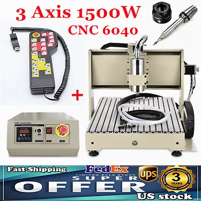 New 1500W 3 Axis 6040 CNC Router Milling Machine 3D Desktop Engraver + Handwheel • $1044.05
