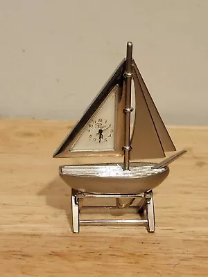 Vintage Platinum Brand Small Sail Boat Desk Clock With Stand • $30