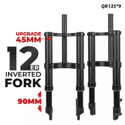 12 *4.0 Tire Inverted Fork Snow Bike 12inch Spring Oil Suspension Fork 135* 9mm • $299